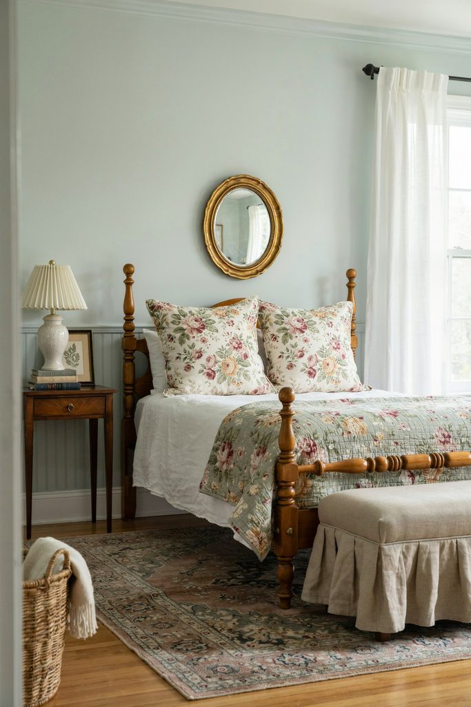 grandmillennial-bedroom-skirted-bench-sage-walls.jpg